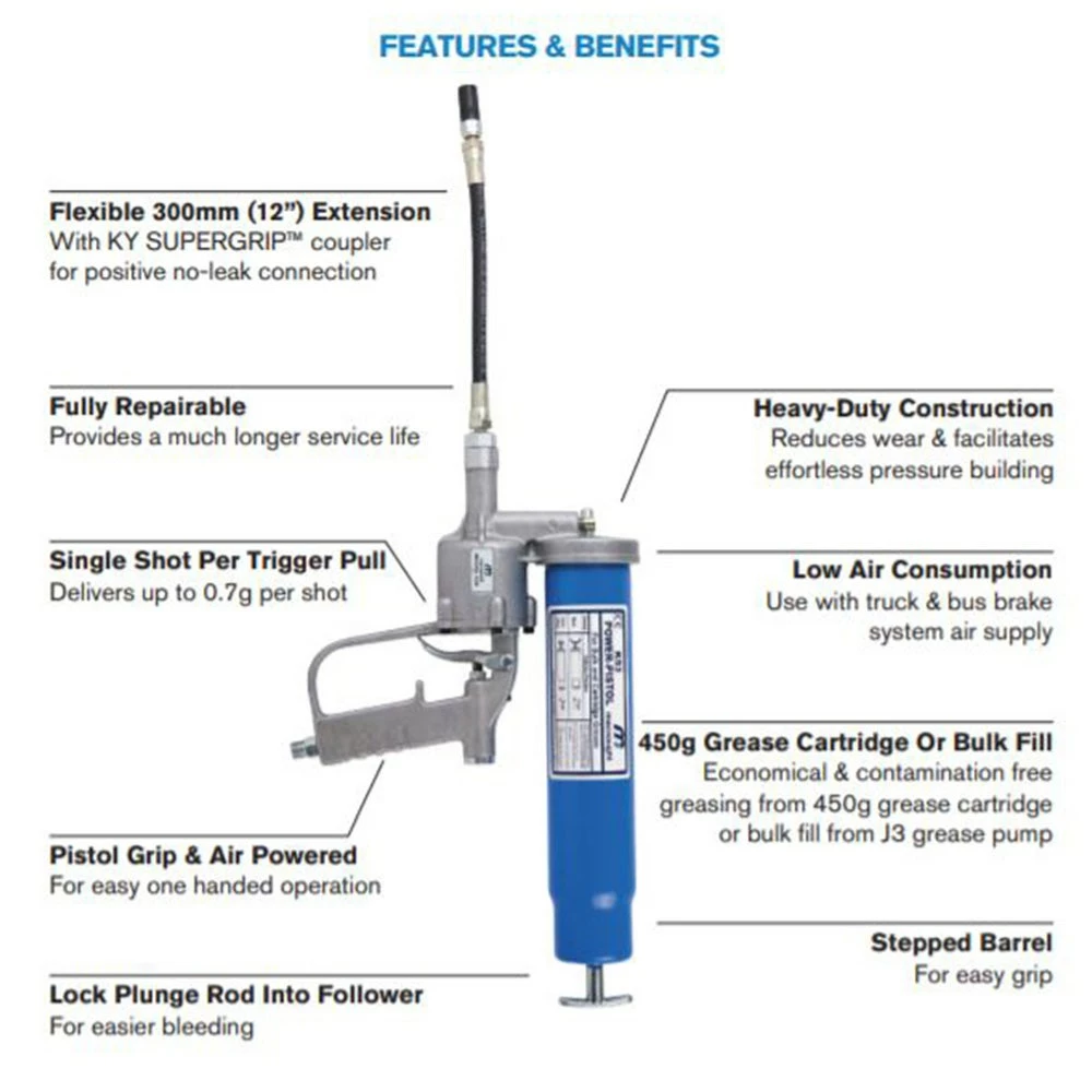 MACNAUGHT 450g Air Operated Grease Gun K53-01 2 MACNAUGHT 450g Air Operated Grease Gun K53-01 - Image 2